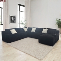 Sofá Seccional Modular en Forma de L de Terciopelo de Pana Gruesa a Rayas Moderno para Sala de Estar, Villa, Hogar, Hotel, Vestíbulo