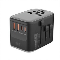Adaptateur de voyage universel GaN 45W avancé, convertisseur de prise universel tout-en-un, chargeur rapide PD pour ordinateur portable et iPhone, avec 2 ports Type-C/2