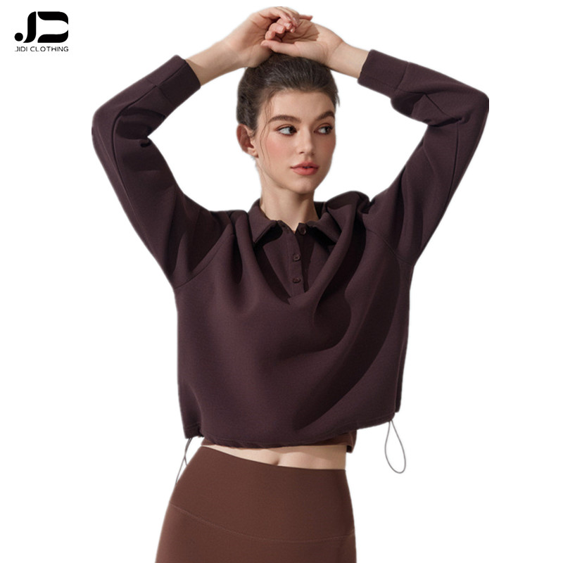 Women's Polo Hoodie Fall Winter Running Sports Fitness Top Jumper Casual All Kinds of Yoga Clothes Long Sleeves Yoga Top