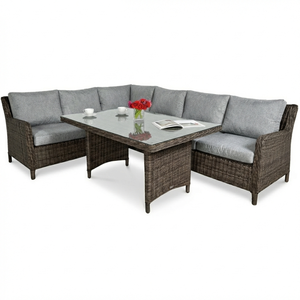 Ensemble de canapés d'extérieur en rotin tressé moderne et imperméable avec structure en acier pour parc, appartement, ferme, <span class=keywords><strong>jardin</strong></span> – Mobilier de luxe <span class=keywords><strong>6</strong></span> <span class=keywords><strong>places</strong></span> - Product Image 4