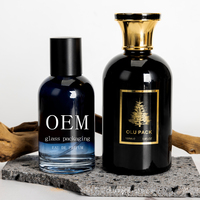 Couvercle moderne en zamac doré, or noir, estampillé homme, 30ml, 50 ml, 100 ml, flacon de parfum en verre noir avec boîte d'emballage