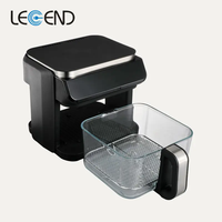 Friteuse à air électrique sans huile, moderne, carrée, en verre, à commande numérique, avec fonction grill, 5,1-6,0 L, à panier unique, économe en énergie, pour usage domestique