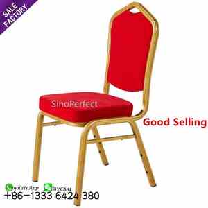 أثاث تجاري كرسي زفاف للحفلات والمناسبات والفنادق مخصص من القماش الأحمر الفاخر بإطار ذهبي - Product Image 5