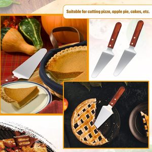 Surtechs International Paquete de 40 Espátulas para Pizza de Acero Inoxidable con Mango de Madera Antideslizante, Cortador de Tartas, Suministros para Fiestas - Product Image 6