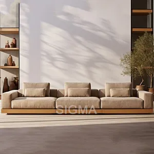 Индивидуальная модульная уличная мебель патио диван набор Досуг роскошный Тиковый деревянный открытый садовый диван