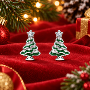 Orecchini a perno a forma di albero di Natale da donna, design piccolo, accessori per l'orecchio per uso quotidiano - Product Image 2