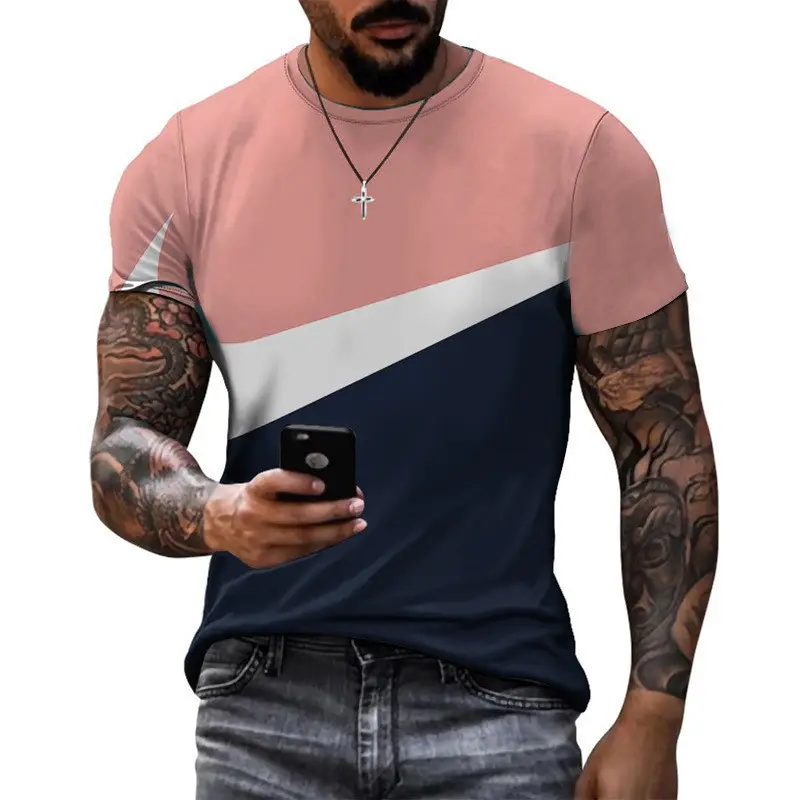 camiseta chemise Just Do Men's Clothing Tops Crew Neck Short Sleeve Color Block T-Shirt For Men Gym T Shirts