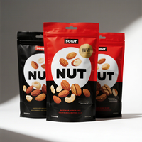 Sacs d'emballage personnalisés à fermeture éclair pour noix, sachets en plastique pour snacks, amandes, noix de cajou, sacs à noix quotidiens avec fenêtre