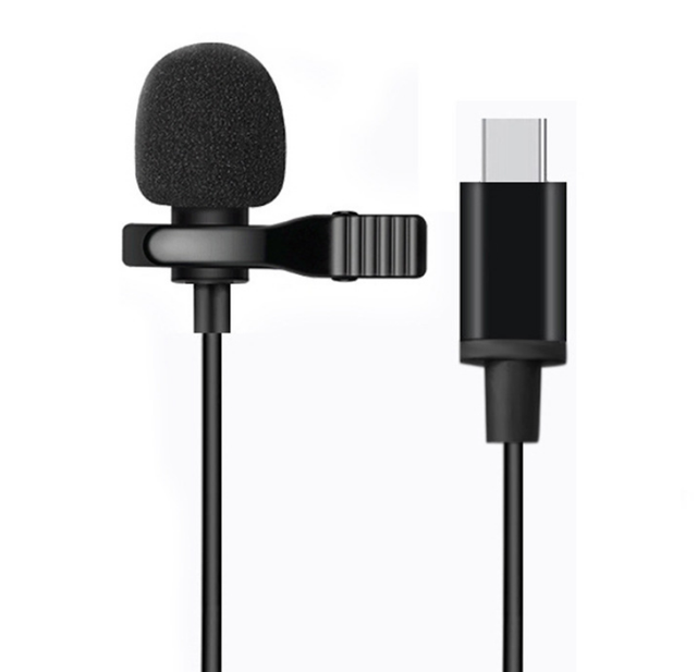 1.5m Mini Lavalier Condenser Microphone with Clip-on Type-C Connector for Android Mobile Phones