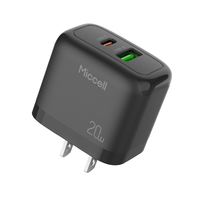 Chargeurs de téléphone Miccell en gros 20W à charge rapide avec port USB-C, adaptateur de téléphone portable pour iPhone, Xiaomi, Huawei