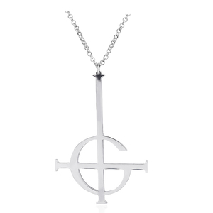 Collana con Ciondolo Ghoul <span class=keywords><strong>Senza</strong></span> <span class=keywords><strong>Nome</strong></span> in Acciaio Inossidabile per Uomo e Donna, Gioielli con Patch Ghost Band Grucifix Papa Emeritus - Product Image 1
