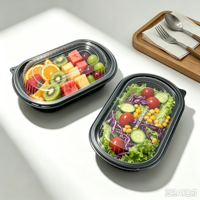 Boîte à lunch jetable en PP de qualité alimentaire pour la restauration, à usage professionnel, pour la préparation des repas, avec 2 compartiments, anti-fuite, en plastique