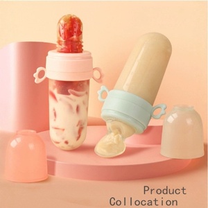 Bouteille d'alimentation pour bébé en silicone non toxique à presser Sucette pour fruits Nouveau-né Bébé nourrisson Ensemble de biberons Jouet de dentition en silicone - Product Image 2