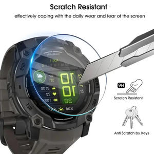 Aibangjia Film de protection d'écran en verre trempé pour la protection de la montre <span class=keywords><strong>Garmin</strong></span> <span class=keywords><strong>Instinct</strong></span> 3 E 2 <span class=keywords><strong>2S</strong></span> 2X Solar AMOLED - Product Image 5