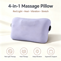 Oreiller chauffant à lumière rouge, massage par vibration, mousse à mémoire de forme, oreiller ergonomique pour le cou, soutien lombaire pour dormir, voiture, bureau, maison