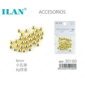 Perline in metallo Ilan da 8 mm placcate in oro per artigianato e creazione di gioielli - Product Image 1