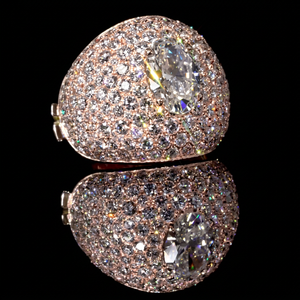 Bague signet de luxe hip-hop pour homme, entièrement sertie de diamants en moissanite VVS, pierre centrale ovale en argent sterling, pour unisexe - Product Image 1