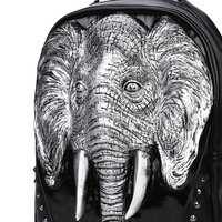 Sac à Bandoulière Éléphant en Silicone 3DPU pour Homme Sac à Dos d'Ordinateur à Fermeture Éclair Imperméable et Personnalité Cool en Polyester