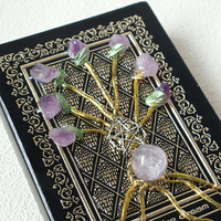 Carnet Magique en Cristal Naturel Motif Arbre de Vie Vie Simple Créativité Personnalisée Incrusté de Cristal Naturel