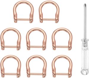 HARFINGTON Pcs D Rings Screw In Shackle Metal Horseshoe U Shape Semicircle D Ring <b>Purse</b> Key Holder With Screwdriver For DIY Leat - Product Image 1