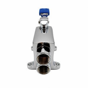 Robinet commercial à pédale <span class=keywords><strong>au</strong></span> sol, eau froide, avec pédale bleue unique, filetage G1/2, bec col de cygne, sans poignée - Product Image 3