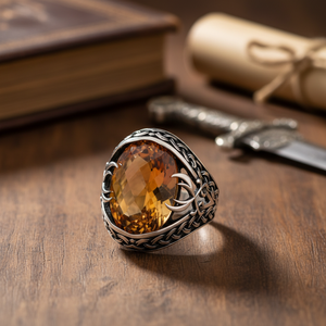 Oval Cut Citrine Gemstone Sword Design <b>Men</b> <b>Ring</b> Turkish Wholesale Handmade 925 Sterling Silver <b>Men</b> <b>Ring</b> - Product Image 3