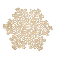 Napperons de table en PVC de luxe de style européen, 42 cm, motif feuille de Ginkgo en vinyle doré, pour salle à manger, café, cuisine, événements et mariages