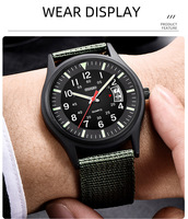 Montre sportive de style militaire Dsimple pour homme, cadran à quartz lumineux, bracelet en nylon de 41 mm, fonction calendrier, design adapté aux étudiants