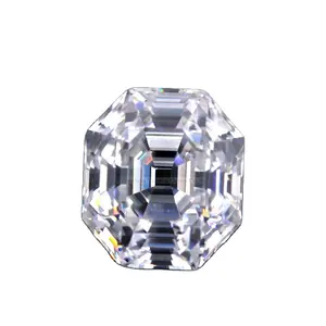 Asscher Antik Memotong Moissanite Putih 1 Karat D E F Warna Longgar Moissanite Berlian