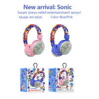 Casque audio supra-auriculaire BT5.4 AH-602, bandeau décoré de diamants, design mignon de dessin animé, son stéréo ENC, commande vocale, longue autonomie de la batterie