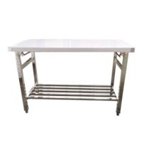 Nouvelle conception Table de travail et de préparation en acier inoxydable à deux niveaux pliable pour restaurant, cuisine à domicile, utilisation en extérieur