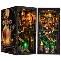 Kit de puzzle en bois 3D DIY pour coin lecture avec lumières LED - Mini-jouet éducatif pour les boutiques de cadeaux et les magasins en ligne