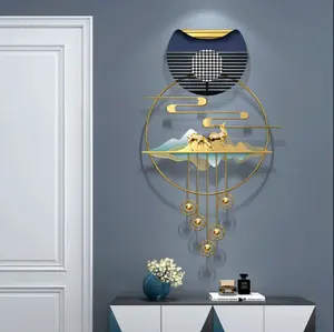 Moderne Home Badkamer Muur Art Decor Luxe Ronde Vergulde Huis Metalen Muur Decor Woonkamer Metalen Kunst Wanddecoratie