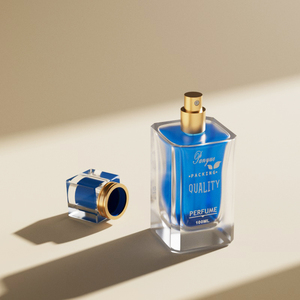 Flacon de parfum vide en verre de 100 ml, forme carrée avec bouchon carré, grand format. - Product Image 4