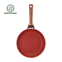 Poêle à frire antiadhésive en aluminium moulé de 24cm Design en bois Soft Touch Die-Cast Process Induction Cooker