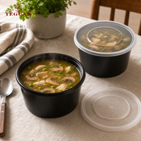 Gobelet alimentaire rond en plastique PP pour plats à emporter, boîte de conservation alimentaire, récipient micro-ondable pour soupes chaudes avec couvercle