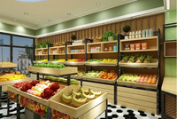 Boyuehong Enkelzijdige Supermarkt Verticale Fruit- en Groenterek Metalen/Houten Constructie Epoxy Poedercoating Vrijstaand 150cm
