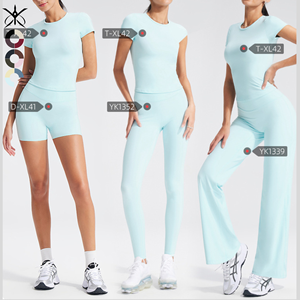 Ensemble de yoga et de fitness extensible quatre directions pour femme – T-shirt respirant décontracté et polyvalent et pantalon taille haute – Ensemble de sport et de course à séchage rapide - Product Image 4