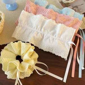 Oversized Dikke Darm Haarband Dames Trekkoord High-End Stijl Zachte Grote Bloem Paardenstaart Vier-Laags Verstelbare <span class=keywords><strong>Scrunchies</strong></span> - Product Image 4