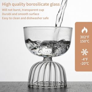 Ensemble de verres à vin en verre faits à la main, design floral tendance pour mariage, 1 pièce, gobelet rond transparent, vaisselle - Product Image 4