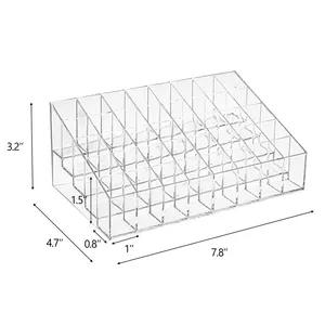 40-Slot Acrylic Lipstick Cosmetic Organizer Clear Display Box with Holders for Lipstick Brush Bottle for Makeup Display Stand