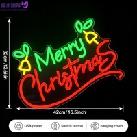 Insegna al Neon 'Buon Natale', Decorazione da Parete LED a Forma di Campana, Alimentazione USB con Interruttore Dimmerabile, per Casa, Bar, Club e Feste