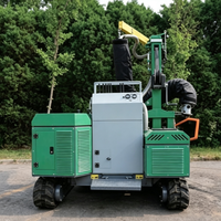 Machine de pavage automotrice sur chenilles pour dalles de béton et pierres naturelles, avec aspirateur et élévateur à palettes intégrés