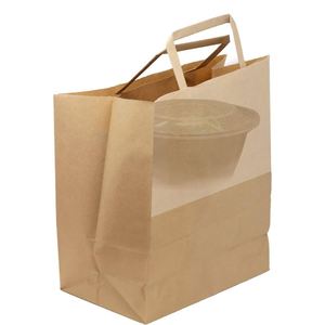 Custom Logo Printed <b>Thick</b> Quality Square Bottom Brown Kraft Paper Gift Bag with Handle for Supermarket Promotions and Shopping - Product Image 1