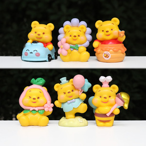 Cute Yellow Teddy Bear Figurine Model Cake Spin Box Doll Figurine <strong>Small</strong> Figurine Car <strong>Ornament</strong> - Product Image 1
