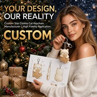Porte-clés Mascotte Peluche Chat Étoile Personnalisé OEM ODM, Jouet Promotionnel Doux Personnage Original de Noël, Cadeau de Fêtes