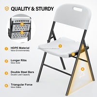 Chaise pliante robuste en plastique avec structure en acier allié renforcé, mobilier d'extérieur, limite de poids 350 lb, pour intérieur/extérieur, jardin, hôtel