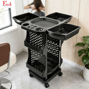 Chariot de coiffure multi-rangement noir W-x126, 4 tiroirs avec support pour sèche-cheveux pour le rangement des tiroirs de coiffeur - Product Image 3