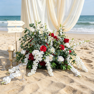 Décoration de mariage en promotion : Arrangements de roses blanches de 60 cm pour allée centrale, décoration de mariage, fleurs rouges pour allée centrale - Product Image 1