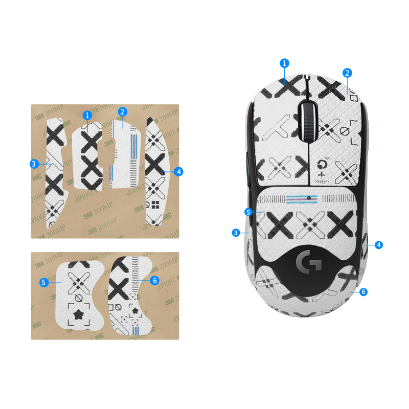 1PCs todo incluido ratón pegatina-Blanco